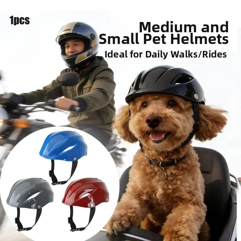 Pet Helmet for Border Collie and Corgi, Ear-Exposed Safety Hat for Outdoor Riding, Motorcycle Cap, Cat Headwear, Secure and Comfortable