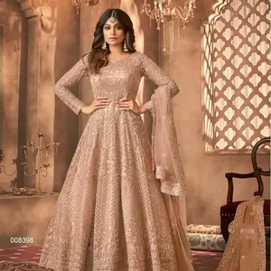 Heni Fashion Indian Pakistani Party Wear Wedding Wear Designer Net Embroidered Long Anarkali Suit Anarkali Gown For Women