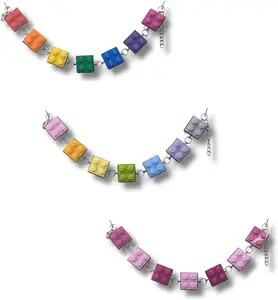 Bezel Brick Charm Bracelet, Colorful accessory for playful style