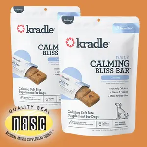 Kradle Daily Calming Bliss Bar for Dogs - Peanut Butter Flavored | Supplement for Dogs of All Weights & Sizes - 2 Pack