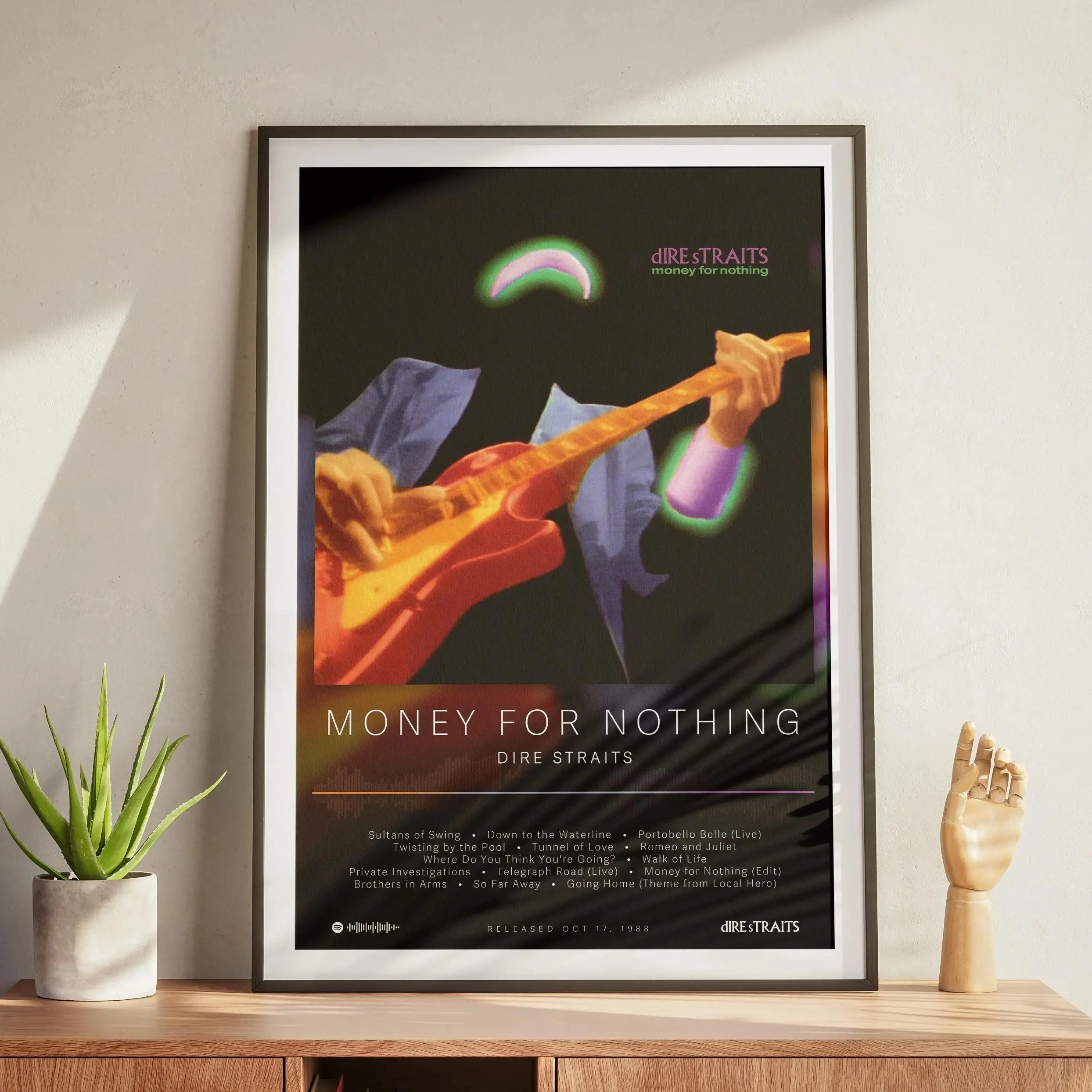 Dire Straits Money for Nothing Poster Rock Album Cover Wall Art Gift for Rock Fan Music Room Decor Unframed Poster