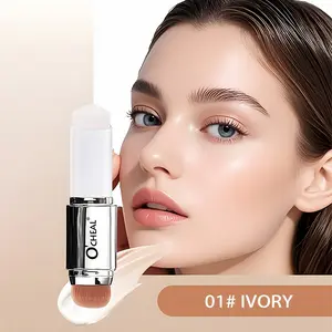 Dual-Purpose Color-Shifting Foundation Stick - Comes in Three Shades with an Applicator, Resistant to Water And Sweat, Offers Coverage from Light to Dark, Provides Long-Lasting Wear, Adapts to Light Beige Tones, Cosmetic