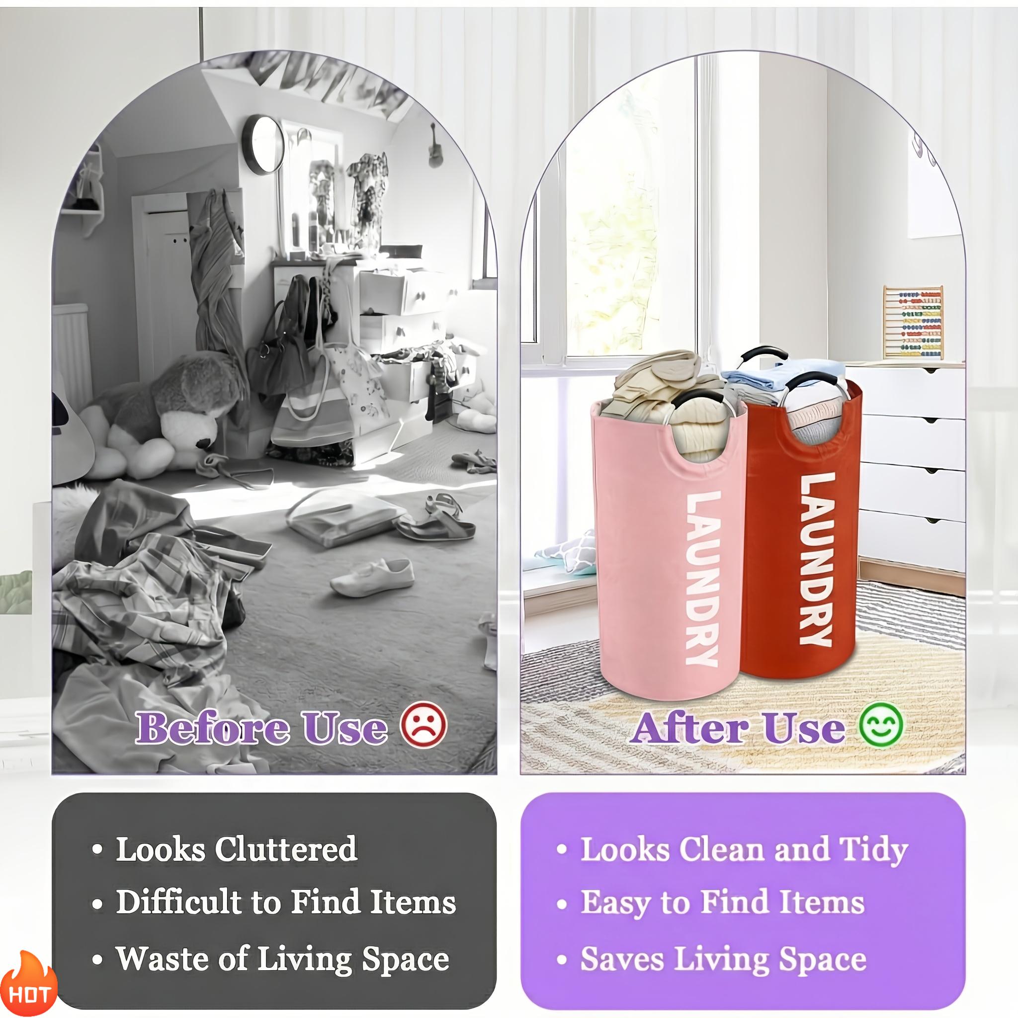 2pcs Large Foldable Laundry Basket Elevated High Quality Half Ring Handle Design Organizer Storage Bin for Clothes Toys