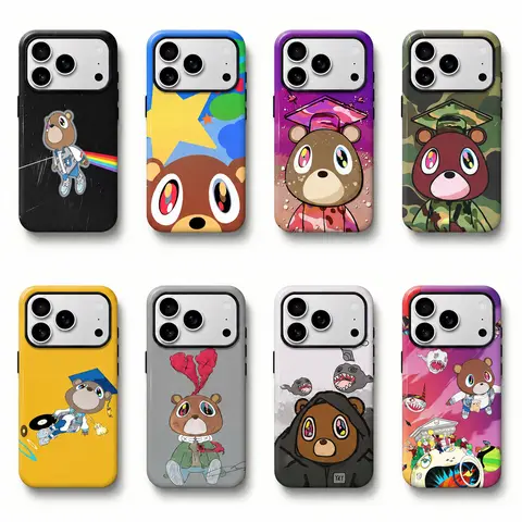 Personalized Kanye-Themed Cute Cartoon Animal Colorful Smartphone Cover, Protective Waterproof TPU Back Case - Shockproof Drop Protection, Multi-Model for iPhone 17 Pro/16/15/14/13/12/11 Pro Max Plus, Samsung Devices - Cute Phone Accessories for iOS Users