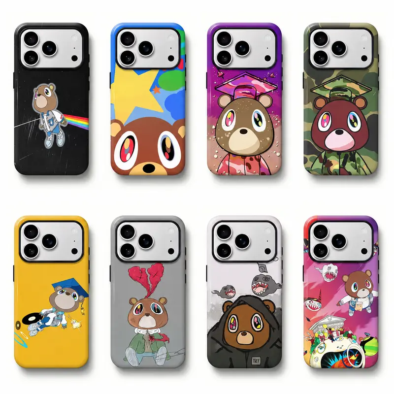 Personalized Kanye-Themed Cute Cartoon Animal Colorful Smartphone Cover, Protective Waterproof TPU Back Case - Shockproof Drop Protection, Multi-Model for iPhone 17 Pro/16/15/14/13/12/11 Pro Max Plus, Samsung Devices - Cute Phone Accessories for iOS Users