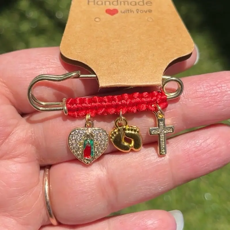 Protection Brooch for Pregnancy & Baby, Heart Virgin Marry Charm