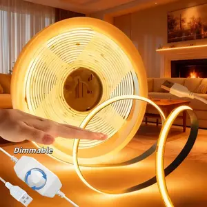 COB LED Strip Lights USB Flexible LED Light Strip 5V interface with Dimmer Dimmable Brightness, for Indoor/Bedroom, Kitchen, Wedding, Party and bedside, Under Cabinet light strip, DIY lighting and office decoration