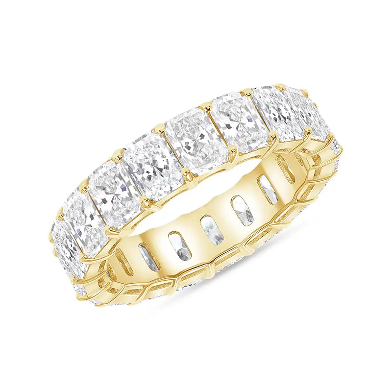 Effinny 3.5ct Radiant Cut 5A Cubic Zirconia Full Eternity Golden Ring, Women's Stacking Ring for Wedding, Outdoor Occasions, Rings For Women, Stacking Rings