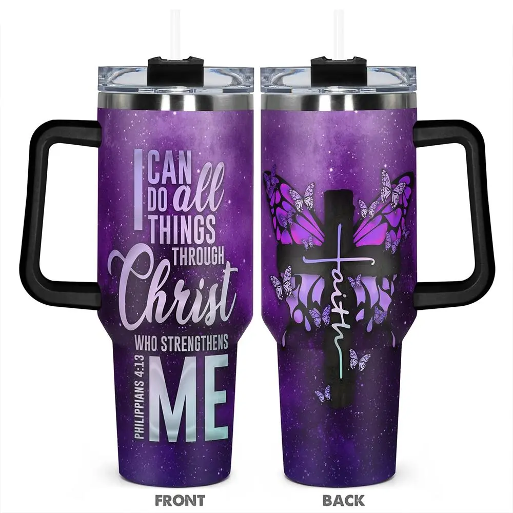 Purple Starry Sky Christian Stainless 40oz (1.18L) Portable Vacuum Flask - Lid Cover, Thermal Drinkware, Keeps Ice 24+ Hours, for Gym-Outdoors Use, Unique Easter-Birthday Gift for Faithful Women