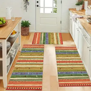 Modern Farmhouse Kitchen Rug Set, Soft Durable Home Decor Mats, 2-Piece or 3-Piece Set Kitchen Rugs Sets for Kitchen & Living Room Use, Kitchen Area Rug