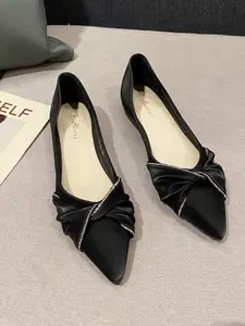 Women's Pointed Toe Flats, Plain Velvet Comfortable Shoes, Elegant Fashion Footwear for All Seasons, Slip On Flats, Perfect for Commuting & Weddings, Office Commuting Shoes, Commuter Shoes Work