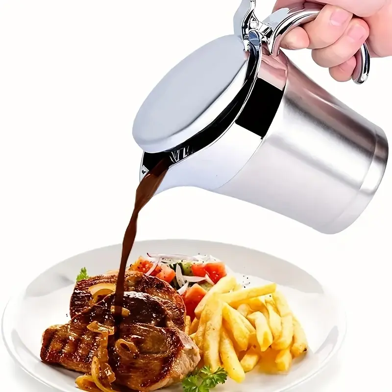 304 Stainless Steel Double-Wall Milk & Coffee Pot — Hinged Lid Design, Heat-Resistant Insulated Pouring Jug for Milk, Coffee, Cream & Sauces, Wide-Mouth Easy Fill Pitcher for Home, Restaurant & Daily Use