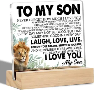 Son Gifts From Dad Mom, to My Son Clear Desk Sign Son Gifts for Birthday Christmas Graduation, Acrylic Keepsake