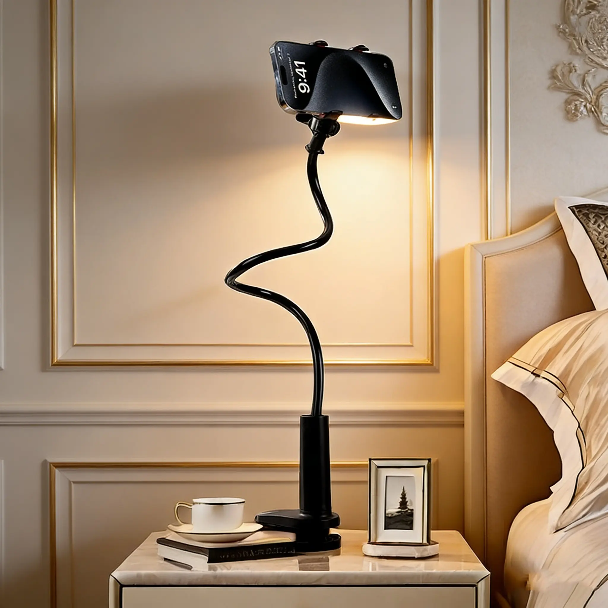 Thickened Arm Lazy Phone Stand Holder Mount Clip, Multifunctional Phone Holder, 360° Adjustable Gooseneck Spiral, Foldable Portable Compact Hands-Free, Ideal for Binge Watching, Bedside & Desk Use, iPhone Holder for Desk, Smartphone, Cellphone