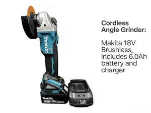 Must-Have Pro Tool! Makita DGA404 18V Brushless Angle Grinder with 6.0Ah Battery & Charger. Compact & Powerful!