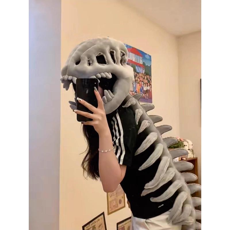 keleton Costume Set Fun Skeleton Dinosaur Costume Dress-Up Fossil Jumpsuit Cosplay Outfit Halloween