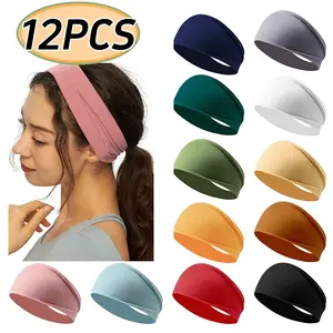 Women's Headbands No Slip Elastic Hair Bands for Workout Running Turban 12 Pack Fashionable Head Bands in Multiple Colors