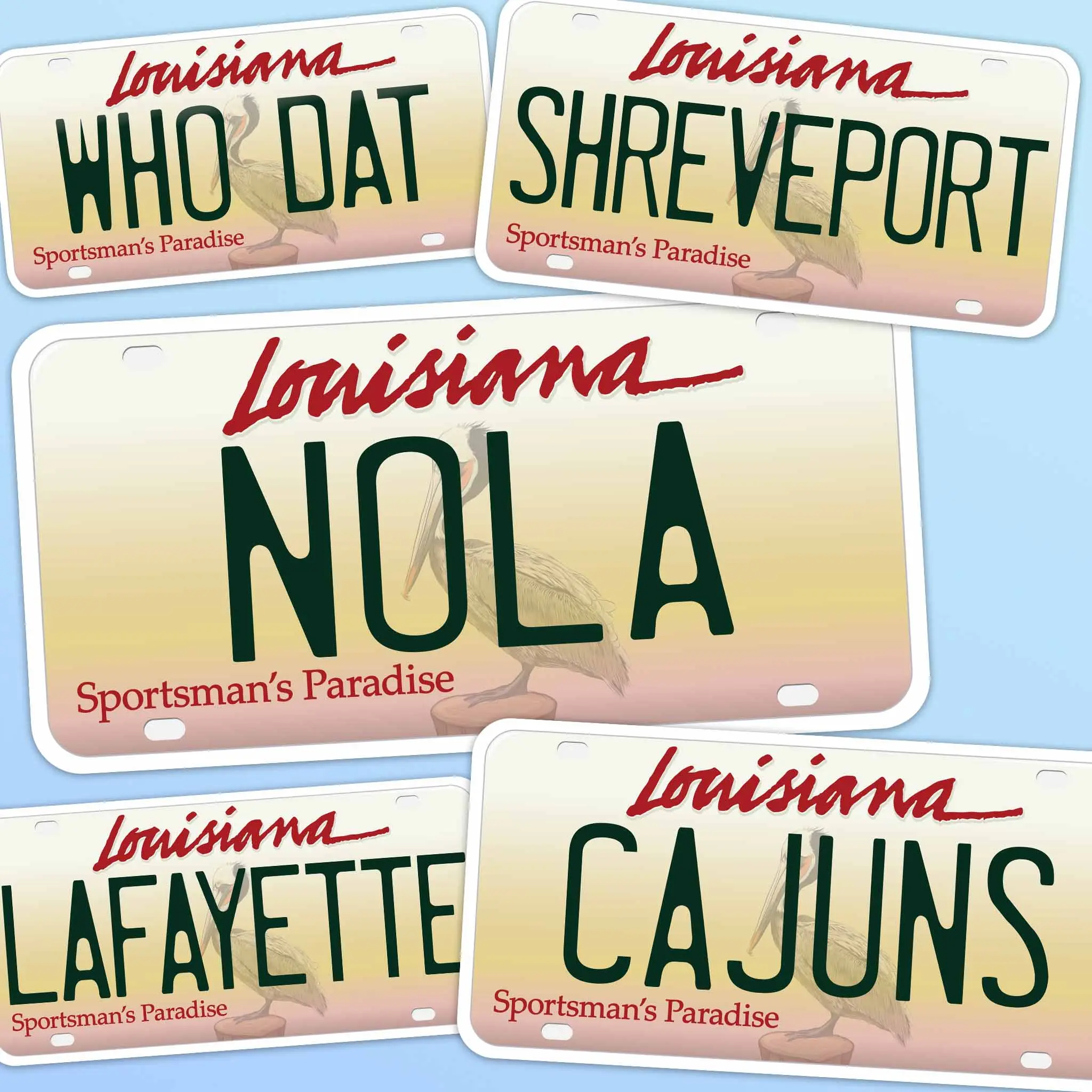 Louisiana License Plate Bumper Stickers - Choose Your LA City or Phrase Decal