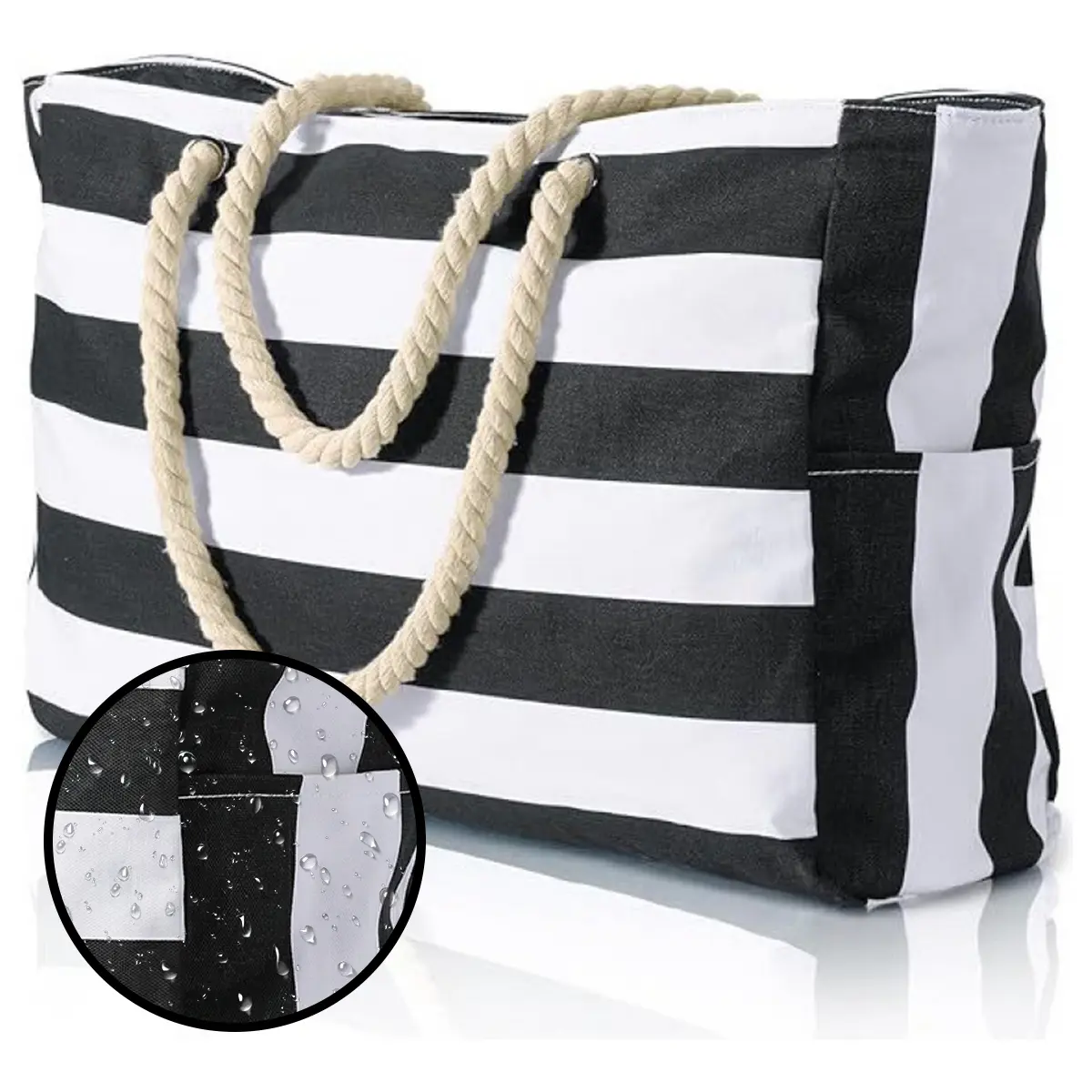 Large Waterproof Beach Tote Bag, Oversized Travel Bag for Towels, Clothes , Swimwear, Sunscreen & Water Bottles, Foldable Handbag for Vacation, Pool & Cruise