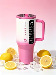 HydroJug 32oz Insulated Water Bottle, With Handle & Flip Straw - Cup Holder Friendly, Leak Proof Insulated Cup - Reusable Water Cup With Rubber Base, Ideal Gift For Men & Women, Gradient Pink fathersdaygift