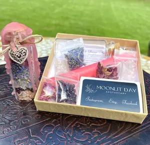 Moonlit Day Apothecary DIY Spell Jar Kits Abundance Love Spell or Protection Free Gift Wrap Box with Instructions