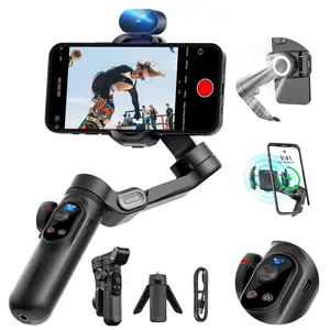 Smartphone Gimbal Stabilizer 3-axis Stabilizer for iPhone&Android AI Tracking Sensor(No App) Phone Gimbal w/OLED Screen/Built-in Light AOCHUAN X Pro AI Version