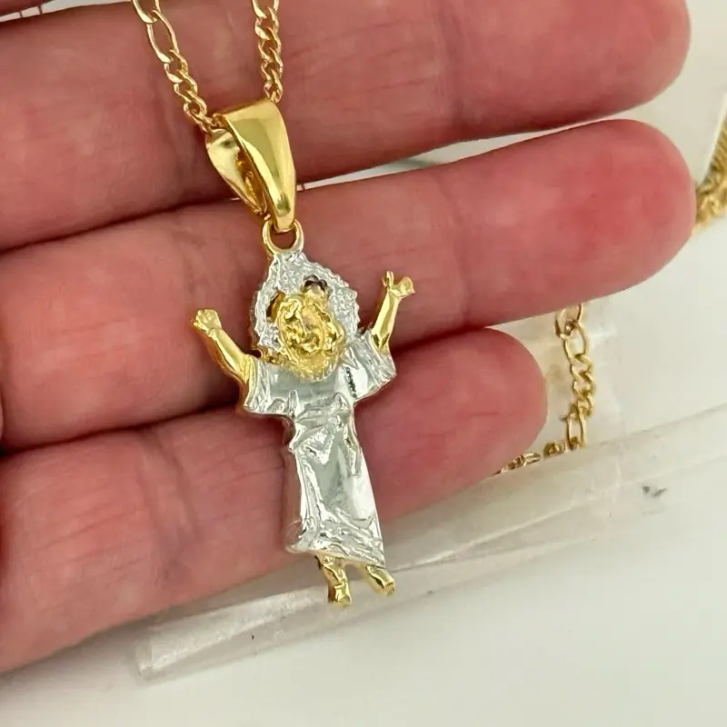 Gold Plated St. Benedict Necklace with 18k Gold Chain and Pendant