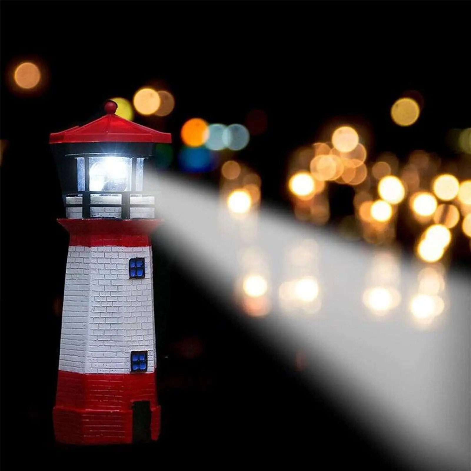 Solar Lighthouse, Outdoor Resin Decoration, Waterproof LED Solar Light Tower, Rotating LED Garden Lawn Lamp, Yard Backyard Decor, Solar Garden Lights, Solar Garden Lanterns, Solar Decorative Lights, Solar Landscape Lights