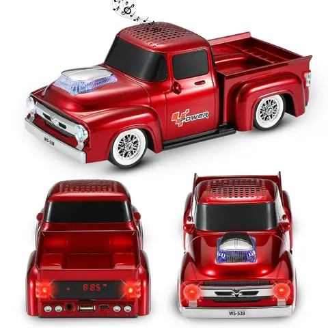 WSTER WS-538BT Compact Wireless Car Model Bluetooth Speaker - Built-in Audio System with USB, TF Card, AUX, FM Radio, TWS Pairing - Cool Gadgets, Mens Gifts, Boyfriend Birthday Gift - Indoor/Outdoor Use