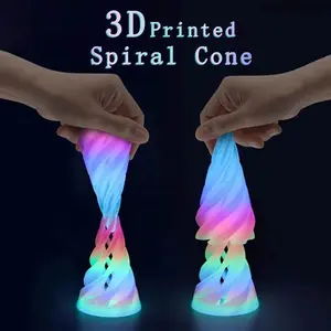 3D Printed Decoration Mini Vortex Printed Spiral Conae Fidget Toy Impossible Pyramid Passthrough Sculpture Thread Illusion Gift