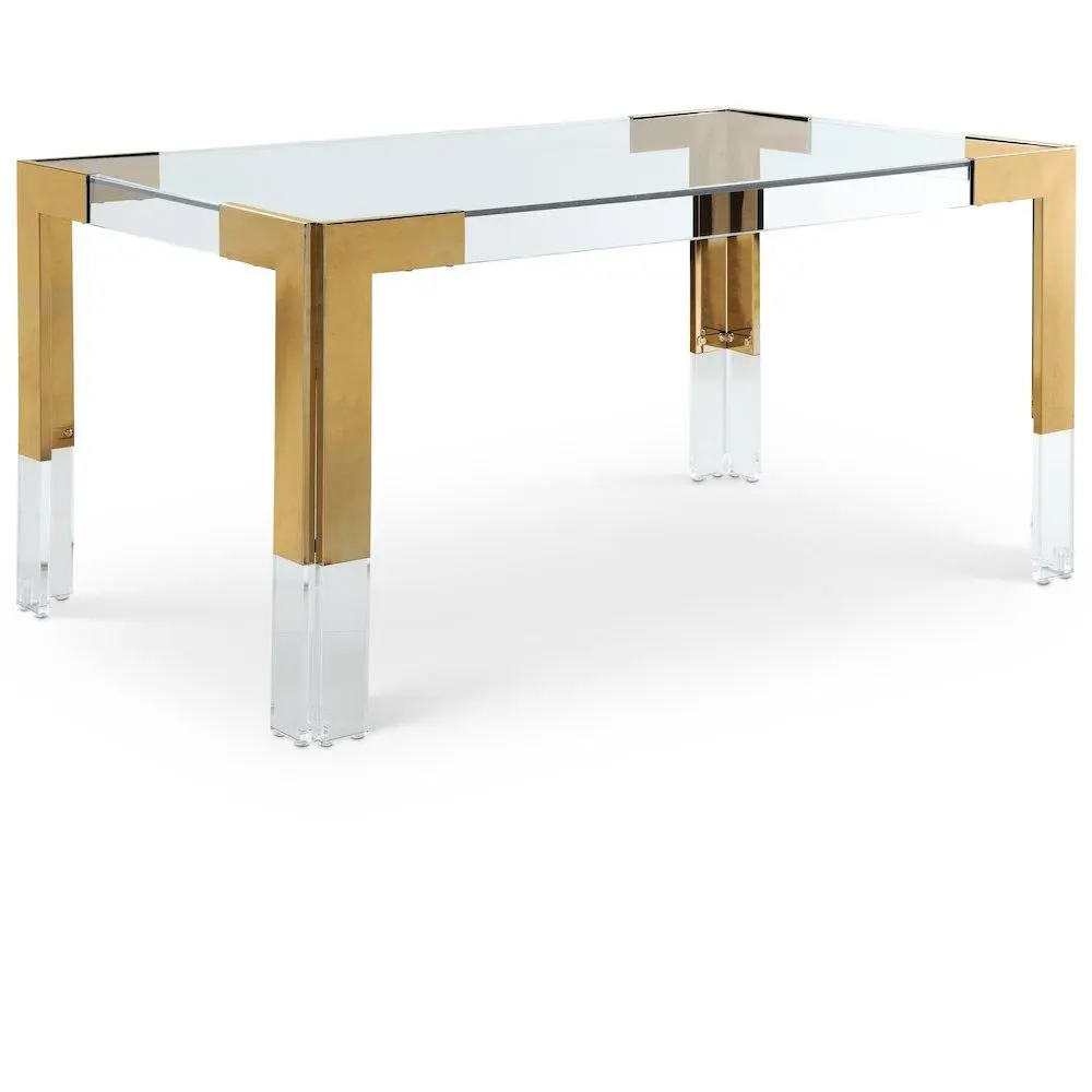 Casper Rich Gold Glass Top Dining Table, Indoor Furniture Table for Dining Rooms