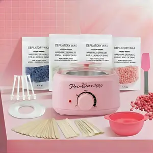 Professional Waxing Kit for Women & Men - Home Wax Warmer with Easy-Clean Silicone Bowl, 400g Natural Hard Wax Beads & 30 Sticks - Full Body Hair Removal Kit for Sensitive Skin, Bikini, Face, Eyebrow