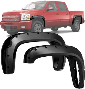 YITAMOTOR Front & Rear Fender Flares Compatible with 2007-2013 Chevy Silverado 1500 (Only Fit 69.3” Short Bed) (NOT for GMC Sierra), Off-road Smooth Black Finish Wheel Flares Pocket Riveted Style Resistant Mud Flaps Universal Flexible Fender Flares