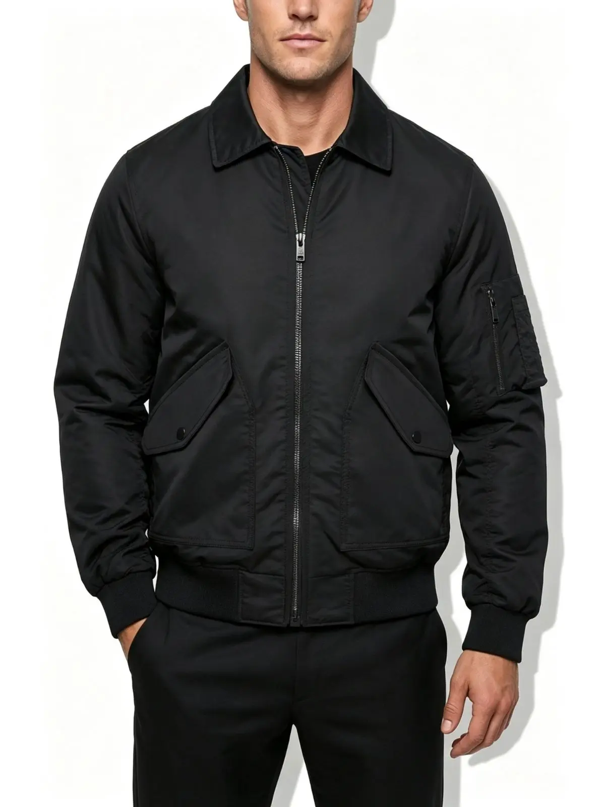 Men's Lapel Flight Jacket, Vintage Military Multi-Pocket Coat