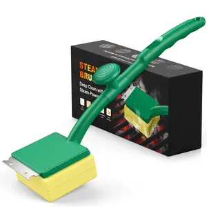 Grill Brush Bristle Free with Scraper, Steam Grill Brush with Long Handle, Grill Cleaner BBQ Brush for Cast Iron/Porcelain/Gas/Charcoal Grill, BBQ Accessories, Gifts for Men/Dad