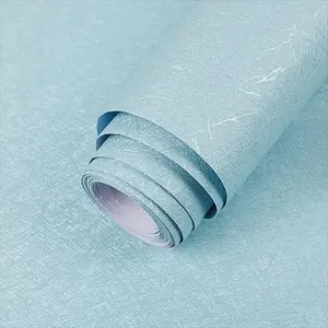 Self-Adhesive Matte Blue Textured PVC Wallpaper Roll, DIY Peel & Stick, Quick Coverage, Removable, Ideal for Cabinets, Countertops, Walls