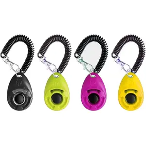 Clicker with Wrist Strap -  Durable Lightweight Easy to Use, Pet  Clicker for Cats Puppy Birds Horses.  for Behavioral  4-Pack (4colour)