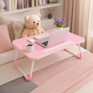 Lap Desks for Adults - Lap Desk for Sofa & Bed Desk - 23 x 15 Lap Tables for Adults & Kids - Suitable Tablet and Laptop Stand for Bed - Include iPad Slot and Cup Holder (Pink)