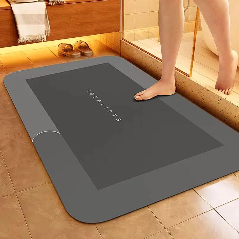 Premium Soft Non-Slip Shower Mat - 3.5mm Thick, Quick-Drying, Ultra-Absorbent, Algae-Free, Drip-Resistant Geometric Rectangle Grip Traction Bath Mat for Restroom, Laundry, Quick Drying Bath Mat