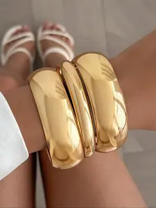 Women's Fashion Elegant Minimalist Bangle Wide Smooth Bracelet Set, Trendy Bangles, Casual Style Suitable for Daily Wear Party Travel Festival Christmas Valentine's Day Gift