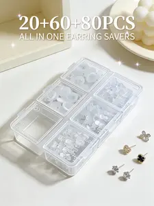 160 Piece Silicone Ear Plugs Set, Transparent Box Packaging, Portable, Suitable for Heavy Earrings, Invisible Support Pads, Jewelry Lifter