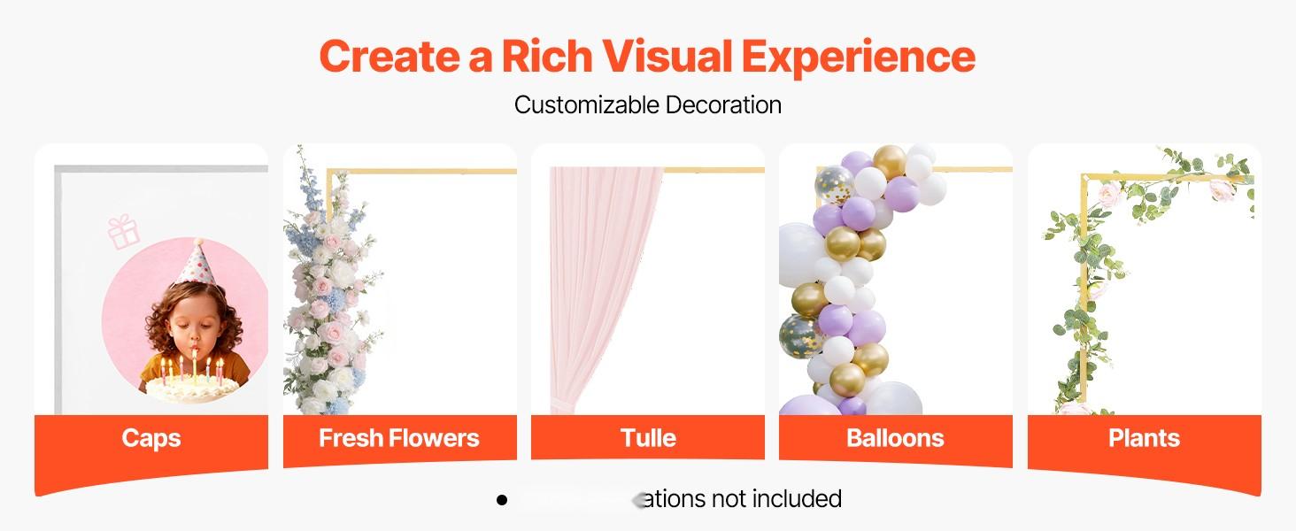 Arch Backdrop Stand 8 X 8 Ft, Sturdy Metal Square Arch Frame With Easy Assembly, Versatile Indoor Outdoor Backdrop Support For Wedding Decor, Birthday Party, Graduation, Holiday Celebration, Ceremony And Stage Decoration