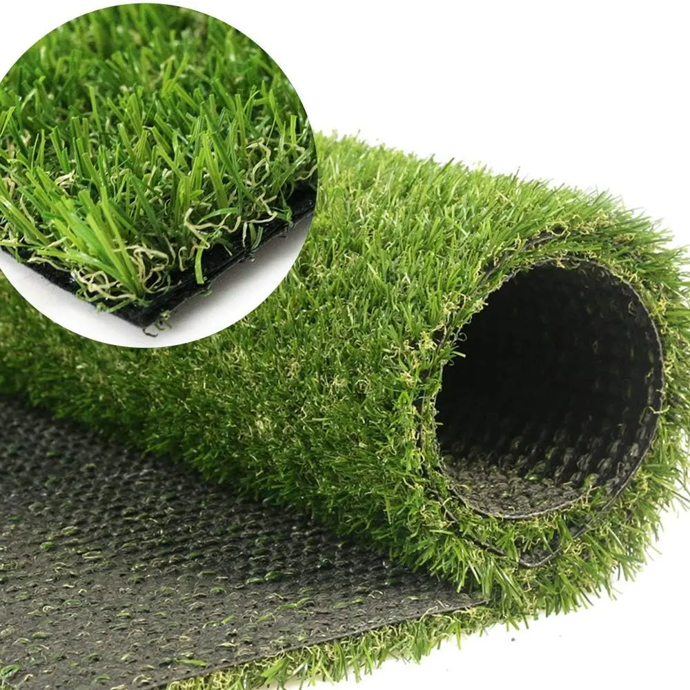 0.8in Pile Height Eco-Friendly Waterproof Polypropylene Artificial Grass Rug Realistic Turf with Drainage Holes Indoor/Outdoor All Seasons Washable for Garden