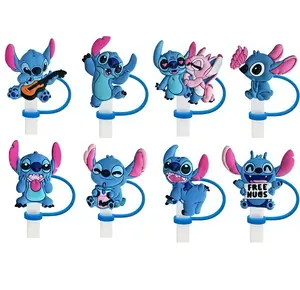 Disney Stitch Straw Cap Set 8-Piece Fun Festive Design for Themed Parties Everyday Wear Versatile Practical Easy to Use Kids Adults