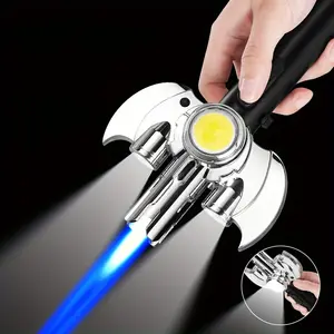 Creative Metal Inflatable Lighter, High-Temperature Flamethrower, Outdoor Windproof Lighter with COB Lighting, Multifunctional High-Power Flamethrower, Suitable for Moxibustion, Barbecue, Baking, Camping Lighter