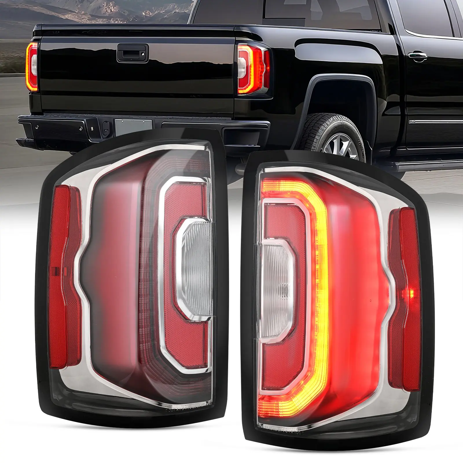 Nilight LED Taillight Assembly - 1 Pair Vehicle-Specific Fit LED Lights for 2016-2018 GMC Sierra 1500, 2019 Sierra 1500 Limited (Driver & Passenger Side, High-Impact Housing, Corrosion-Resistant OE-Style Rear Lamps, Plug-N-Play, Durable, Night Visibility)