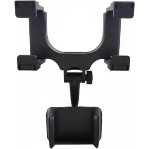 360? Rotating Rearview Mirror Phone Holder for , Multifunctional Four Corners Fixed Automotive GPS Mount with Adjustable Arm, Anti-Shake Universal  Smartphone Holder (Black)