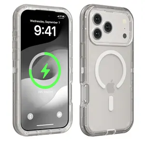 Applicable series 17 three-proof mobile phone case iPhone17pm anti-drop three-in-one transparent magnetic protective case