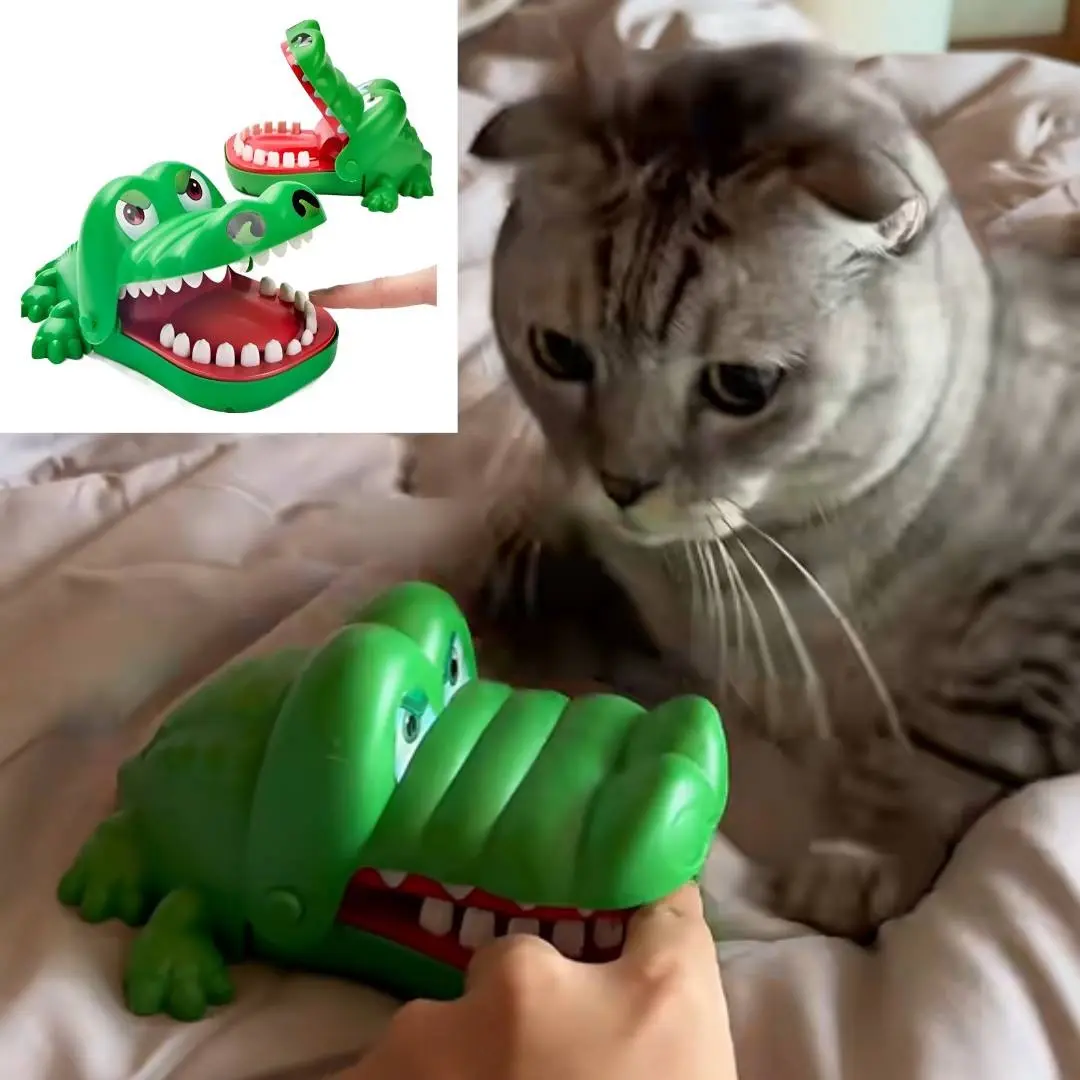 Hand Biting Crocodile Toy, Cat Reaction Speed Game, Spoof Decompression Toy, Fun Interactive Plaything for Kids & Adults