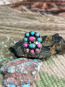 Handmade Sterling Silver Cotton Candy Adjustable Ring "Signed Nizhoni"